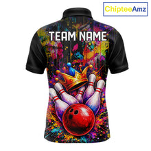 Load image into Gallery viewer, Colorful bowling jerseys Bowling Polo, 1/4 Zip Shirt for Men Custom Bowling Team shirts for bowlers NQS11473