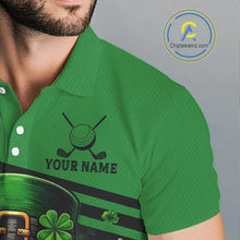 Load image into Gallery viewer, Green St Patrick Skull Golf and Beer Polo Golf shirts for Men Custom Team Mens Golf attire NQS11475
