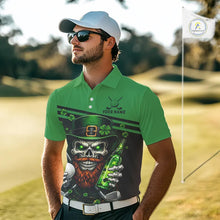 Load image into Gallery viewer, Green St Patrick Skull Golf and Beer Polo Golf shirts for Men Custom Team Mens Golf attire NQS11475