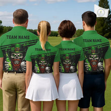Load image into Gallery viewer, Green St Patrick Skull Golf and Beer Polo Golf shirts for Women Custom Team Ladies Golf attire NQS11475