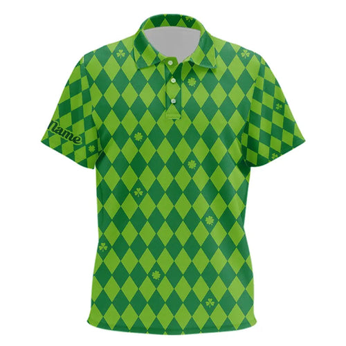 Personalized Green argyle pattern Kid golf polo shirts Custom St Patrick day golf tops for Kid NQS9545