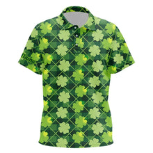 Load image into Gallery viewer, Personalized Green argyle shamrock pattern Kid golf polo shirt Custom St Patrick day golf tops for Kid NQS9546