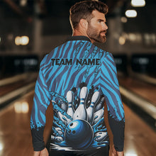 Load image into Gallery viewer, Funny Claw Blue Camo Men's bowling outfits custom bowling polo, Quarter Zip Shirts team jerseys NQS9704