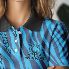 Load image into Gallery viewer, Personalized Funny Claw Blue Camo Golf Polo Shirts For Women Custom ladies golf tops outfit NQS9705