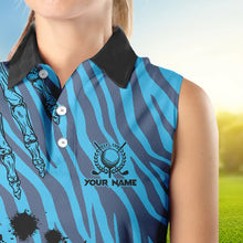 Load image into Gallery viewer, Personalized Funny Claw Blue Camo Womens golf shirts sleeveless Custom ladies golf tops outfit NQS9705
