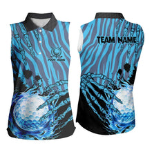 Load image into Gallery viewer, Personalized Funny Claw Blue Camo Womens golf shirts sleeveless Custom ladies golf tops outfit NQS9705