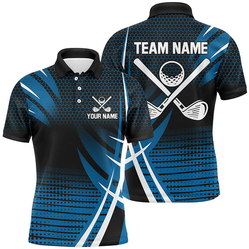 Mens golf polo shirt custom cool golf shirts, golfing gifts for team | Blue NQS7486