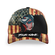 Load image into Gallery viewer, Bass Fishing 3D American Flag patriotic Custom fishing hat Unisex Fishing Baseball Angler hat NQS1834