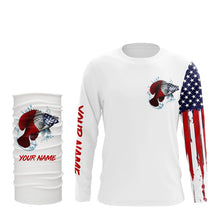 Load image into Gallery viewer, American flag Crappie fishing personalized patriotic UV Protection Fishing Shirts for mens, women, kid NQS5485