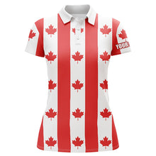 Load image into Gallery viewer, Canadian flag patriotic Womens golf polo shirts custom Canada golf shirts for women, ladies golf top NQS5748