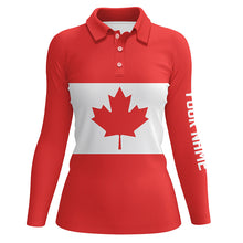 Load image into Gallery viewer, Womens golf polo shirts Canadian flag patriotic personalized Canada ladies golf top NQS5749