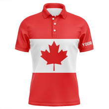 Load image into Gallery viewer, Mens golf polo shirts Canadian flag patriotic personalized Canada golf shirts for men, golf outfit men NQS5749