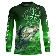 Load image into Gallery viewer, Personalized Crappie Green Long Sleeve Performance Fishing Shirts, Crappie compass tournament Shirts NQS5950