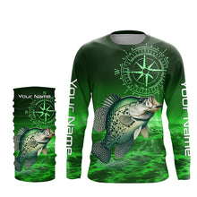 Load image into Gallery viewer, Personalized Crappie Green Long Sleeve Performance Fishing Shirts, Crappie compass tournament Shirts NQS5950