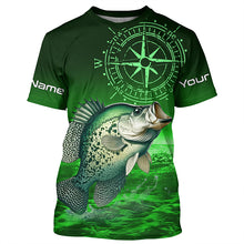 Load image into Gallery viewer, Personalized Crappie Green Long Sleeve Performance Fishing Shirts, Crappie compass tournament Shirts NQS5950