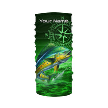 Load image into Gallery viewer, Personalized Mahi mahi Green Long Sleeve Performance Fishing Shirts, Dorado compass tournament Shirts NQS5951