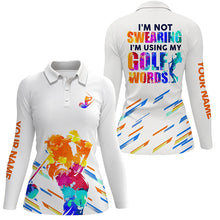 Load image into Gallery viewer, Watercolor white Womens golf polo shirts personalized I&#39;m not swearing I&#39;m using my golf words NQS5956