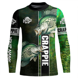 Crappie fishing green shirt Custom name Long Sleeve Fishing Shirts, fishing gifts for men, women, kid NQS4141