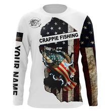 Load image into Gallery viewer, American flag Crappie patriotic fishing UV long sleeve shirts Custom fishing apparel NQS2512