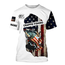 Load image into Gallery viewer, American flag Crappie patriotic fishing UV long sleeve shirts Custom fishing apparel NQS2512