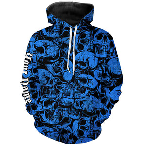 Blue skull camo pattern Golf Hoodies custom cool golf hoodie best golf gifts NQS8958