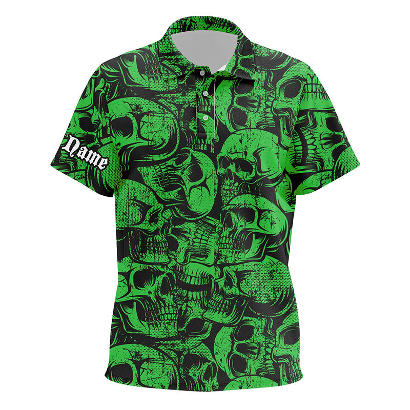 Green skull camo pattern Kid golf polo Shirts custom cool golf shirts for Kid, best golf gifts NQS8959