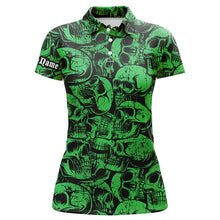 Load image into Gallery viewer, Green skull camo pattern Women golf polo shirt custom cool golf shirts for ladies, best golf gifts NQS8959