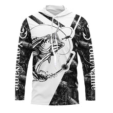 Load image into Gallery viewer, Largemouth Bass Fishing gray camo performance fishing shirts Customize name long sleeves shirts NQSD176