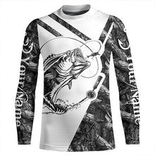 Load image into Gallery viewer, Largemouth Bass Fishing gray camo performance fishing shirts Customize name long sleeves shirts NQSD176