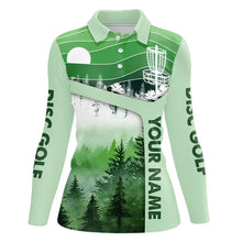 Load image into Gallery viewer, Mint Green Forest Retro Women Disc golf polo shirts custom disc golf jerseys, disc golf apparel NQS9198