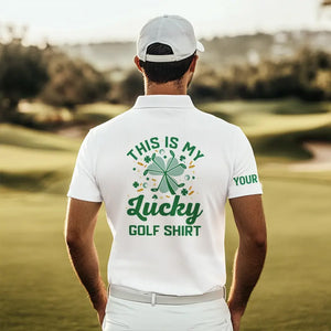 Irish American Flag Men golf polo shirts Custom St Patrick Day This is my lucky golf shirt NQS9398