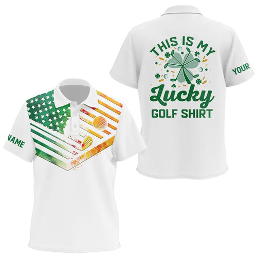 Irish American Flag Kid golf polo shirt Custom This is my lucky golf shirt St Patrick Day golf apparel NQS9398