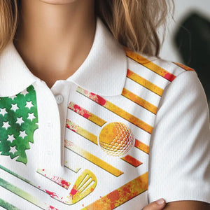 Irish American Flag Women golf polo shirt Custom St Patrick Day This is my lucky golf shirt NQS9398