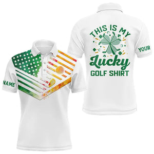 Irish American Flag Men golf polo shirts Custom St Patrick Day This is my lucky golf shirt NQS9398