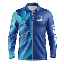 Load image into Gallery viewer, Blue triangle pattern Mens golf polo shirts custom team men's golf jerseys, golf tops for men NQS7852