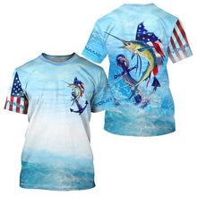 Load image into Gallery viewer, Sailfish fishing blue water anchor compass American flag custom long sleeve deep sea Fishing jerseys NQS5972