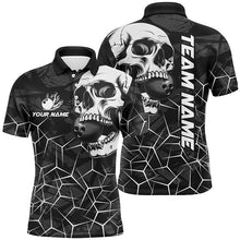 Load image into Gallery viewer, Black Skull camo bowling shirt for men custom bowling team jerseys, gifts for bowlers | White NQS8072