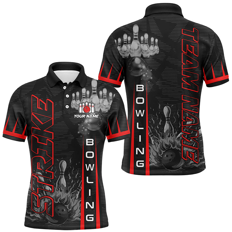 Custom Strike Bowling Shirts For Men, Personalized Bowling Team Jerseys | Red NQS8288