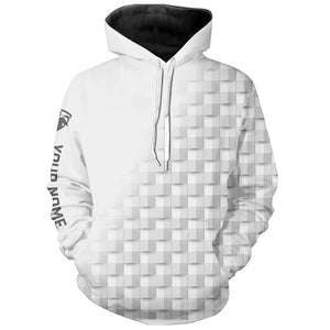 White and gray pattern custom name Golf Hoodies, golf apparel for men women NQS8502