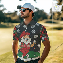 Load image into Gallery viewer, Funny Santa Golf Christmas plaid pattern polo golf shirts for men custom mens golf outfit for team NQS11077