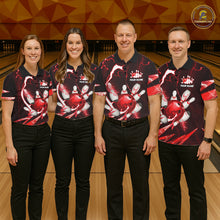 Load image into Gallery viewer, Red Thunder Lightning bowling ball and pins jersey Custom Team Bowling Polo, 1/4 Zip Shirt For Women NQS11281