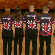 Load image into Gallery viewer, Red Thunder Lightning bowling ball and pins jersey Custom Team Bowling Polo, 1/4 Zip Shirt For Women NQS11281