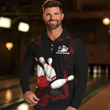 Load image into Gallery viewer, Black and Red bowling shirts for men Custom bowling team league jerseys, gift for bowlers NQS9402