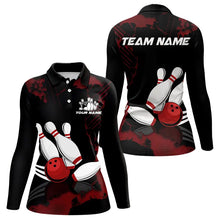 Load image into Gallery viewer, Black and Red bowling shirts for Women Custom bowling team league jerseys, gift for bowlers NQS9402