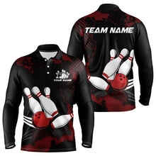 Load image into Gallery viewer, Black and Red bowling shirts for men Custom bowling team league jerseys, gift for bowlers NQS9402