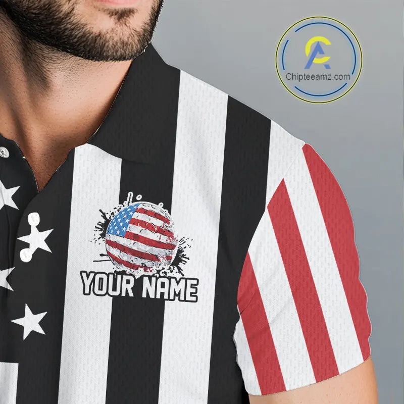 Men's golf polo shirts custom Red, white and black American flag mens golf tops, best golf gifts NQS11486