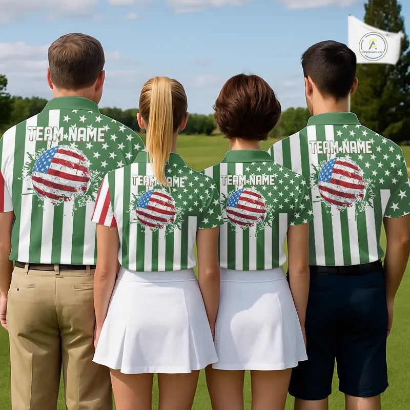 Women golf polo shirts custom Red, white and green American flag ladies golf tops, best golf gifts NQS11487