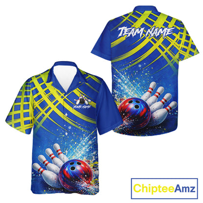 Personalized Blue And Green Hawaiian bowling shirts team league jerseys, bowling gifts for bowlers NQS11494
