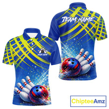 Load image into Gallery viewer, Personalized Blue And Green Bowling shirts for men bowling team league jerseys, bowling gifts for men NQS11494