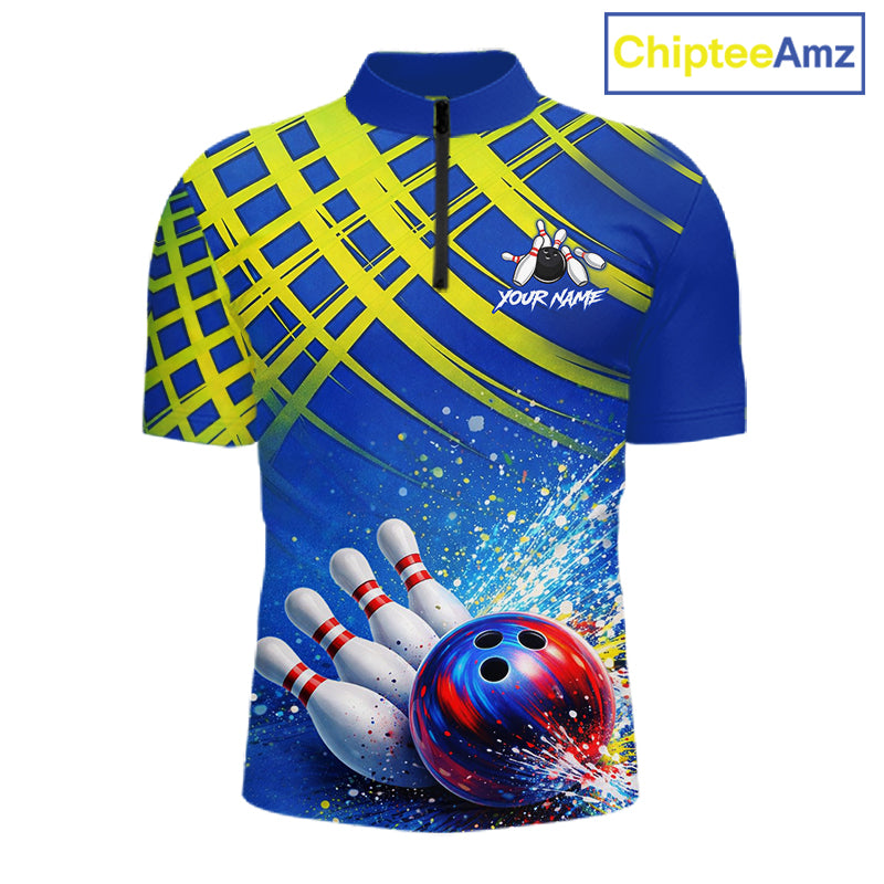 Personalized Blue And Green Bowling shirts for men bowling team league jerseys, bowling gifts for men NQS11494
